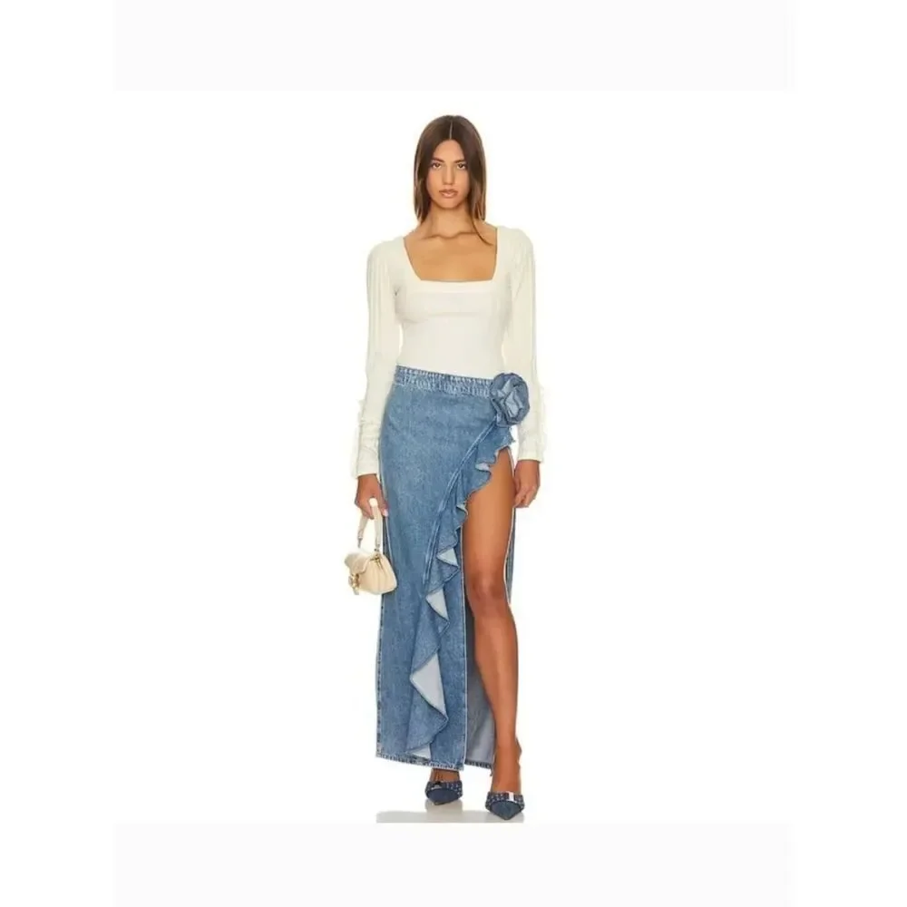 Free People Could I Love You More Ivory Ribbed Lace Cuff Top Small